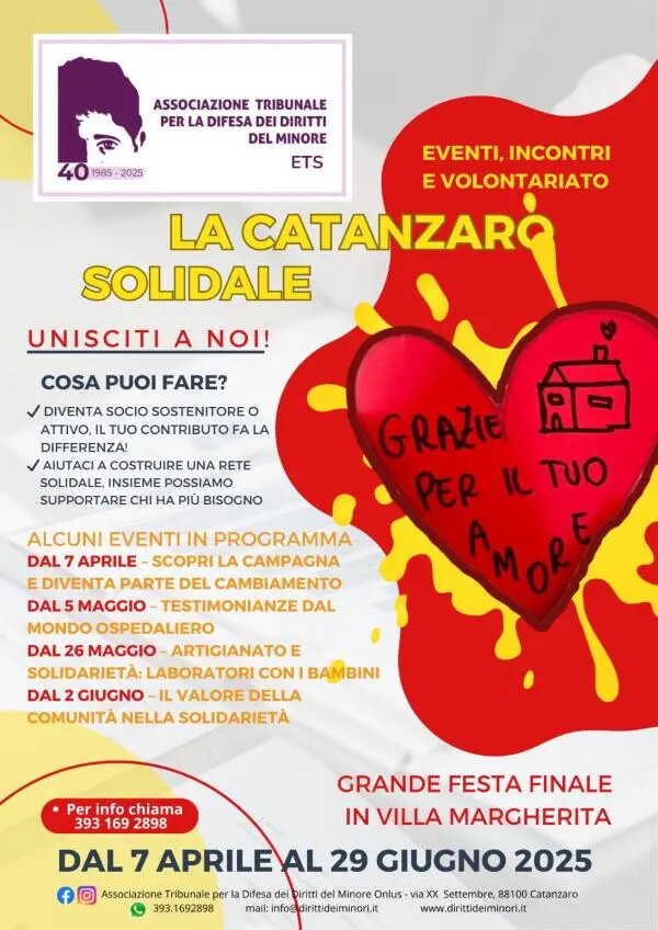 Al via la campagna “La Catanzaro Solidale” promossa dall’Associazione TDDM images Al via la campagna “La Catanzaro Solidale” promossa dall’Associazione TDDM