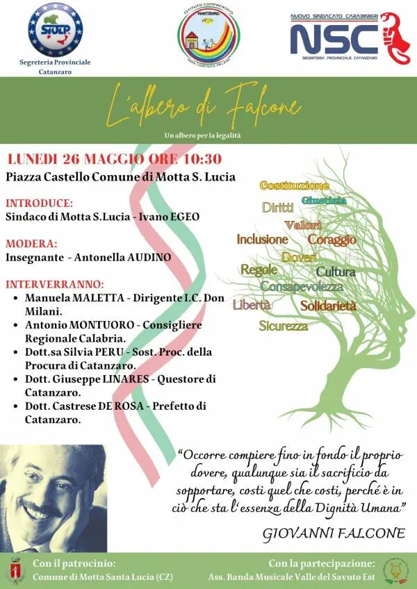 images SIULP e NSC Catanzaro ricordano Giovanni Falcone insieme all’Istituto Comprensivo “Don Lorenzo Milani” di Martirano