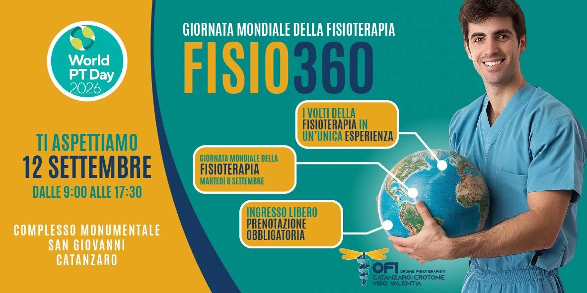 Giornata Mondiale della Fisioterapia a Catanzaro, il 12 settembre “FISIO360”: “Restituire il movimento significa restituire la vita”