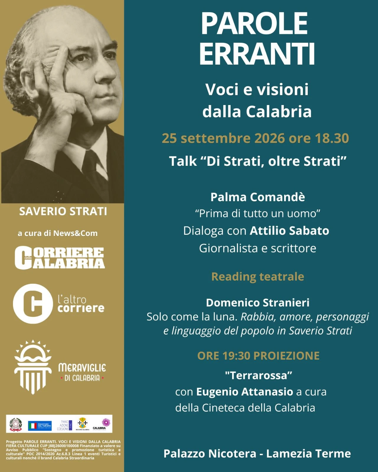 Strati, Repaci, Alvaro: a Lamezia tre voci per raccontare la Calabria&nbsp;