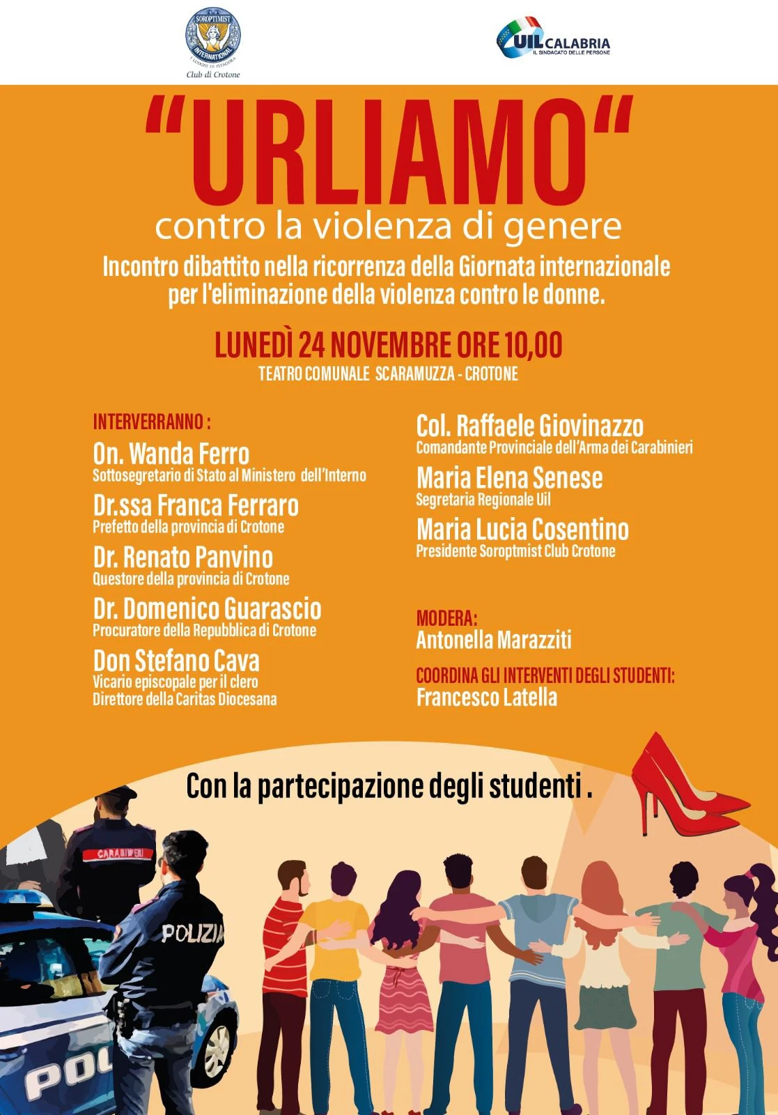 Urliamo contro la violenza di genere: a Crotone l'evento di Uil Calabria e Soroptimist 