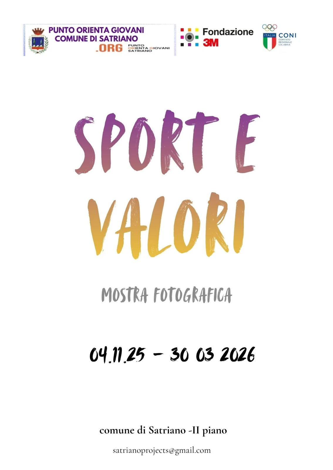 "Sport e valori", a Satriano il 7 novembre incontro e mostra fotografica