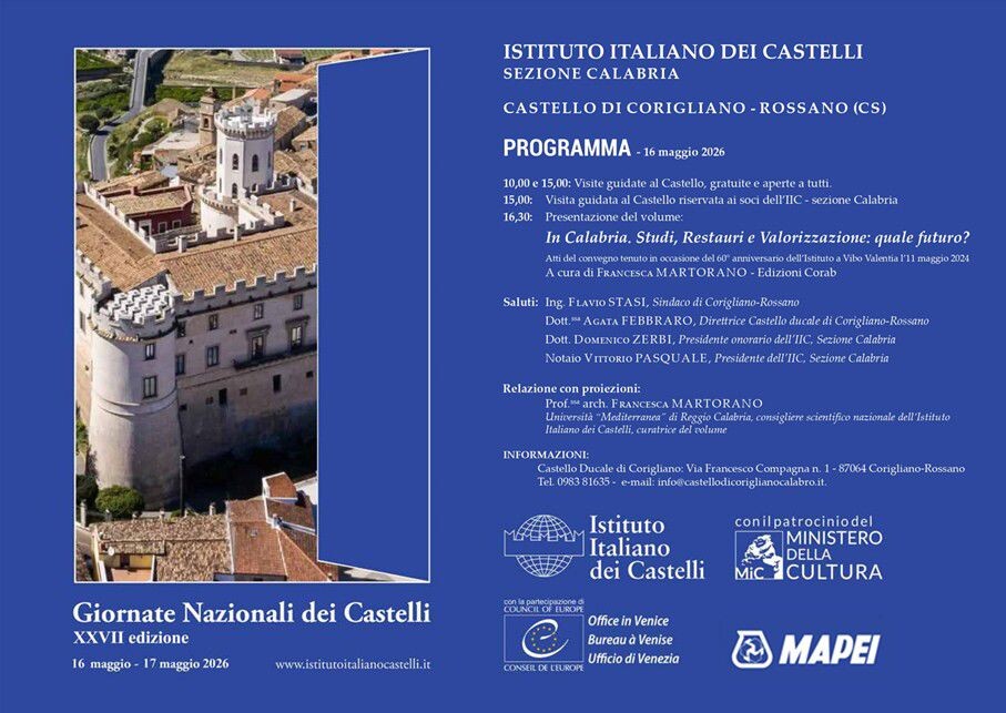 images Tornano le Giornate Nazionali dei Castelli in Calabria: protagonista il Castello Ducale di Corigliano