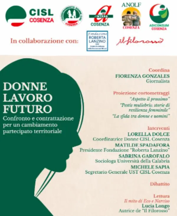 images Cosenza, il 10 marzo alla Fondazione “Lanzino” l’iniziativa della CISL Donne, Lavoro, Futuro