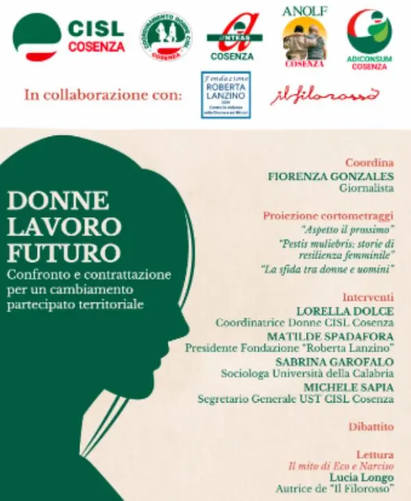 images Cosenza, il 10 marzo alla Fondazione “Lanzino” l’iniziativa della CISL Donne, Lavoro, Futuro
