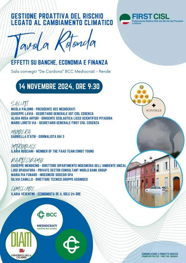 images “Gestione proattiva del rischio legato al cambiamento climatico": se ne parla a Cosenza