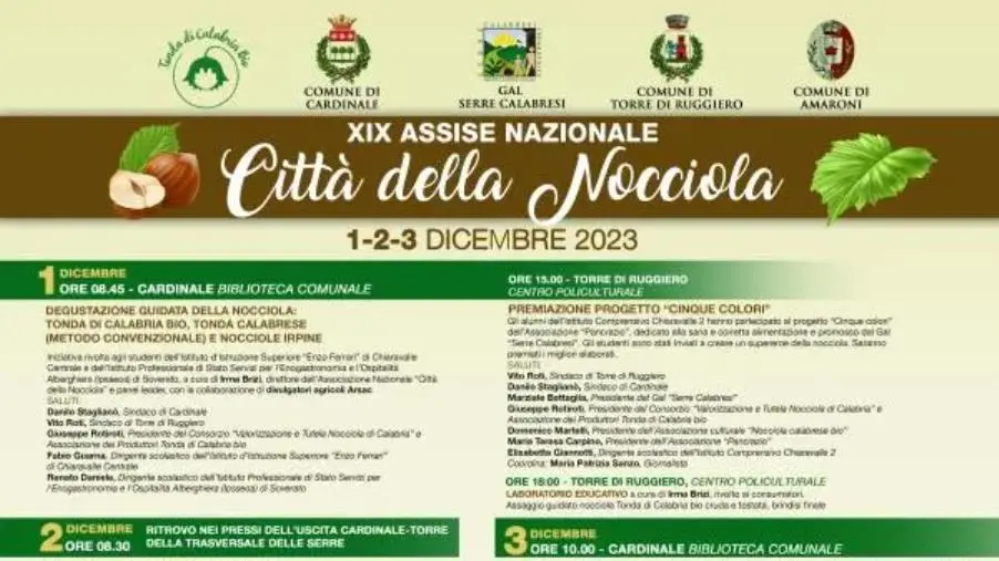 Al via a Cardinale e Torre di Ruggiero la XIX edizione dell’Assise nazionale “Città della Nocciola” images Al via a Cardinale e Torre di Ruggiero la XIX edizione dell’Assise nazionale “Città della Nocciola”