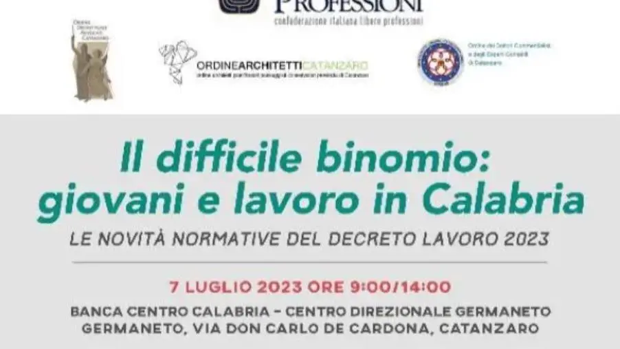 Il difficile binomio lavoro e giovani in Calabria: il 7 luglio convegno alla BCC di Catanzaro images Il difficile binomio lavoro e giovani in Calabria: il 7 luglio convegno alla BCC di Catanzaro