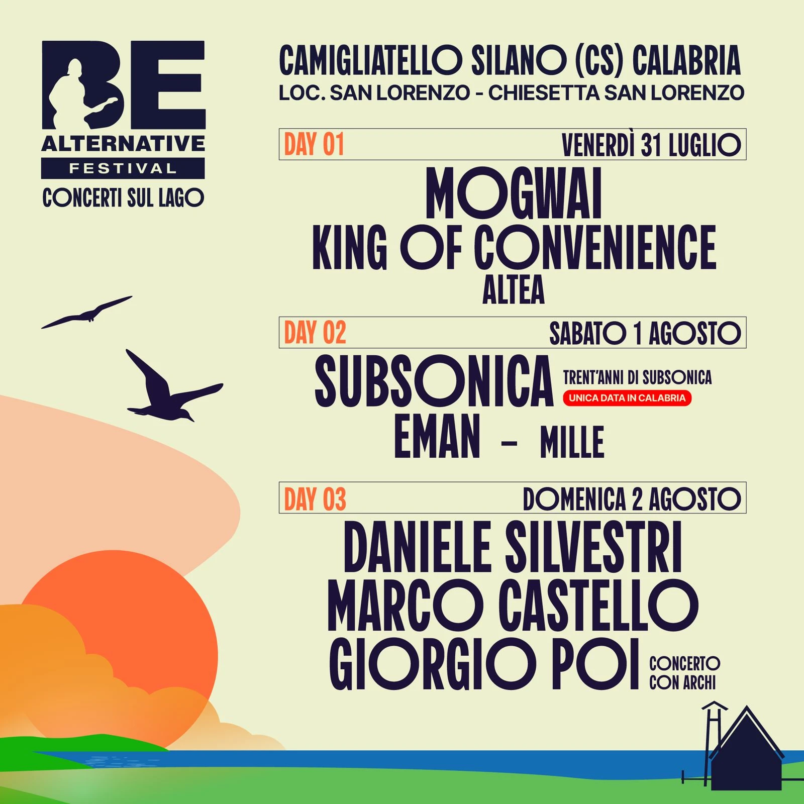 Dal 31 luglio al 02 agosto ritorna il "Be alternative" con i "Concerti sul Lago"