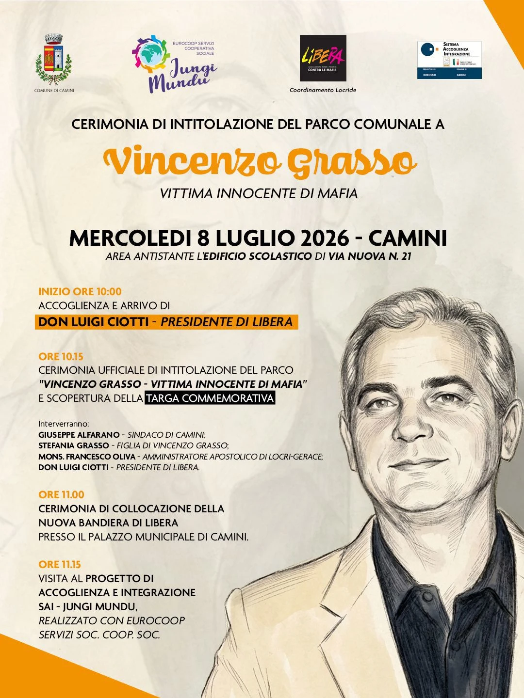 A Camini un parco in memoria di Vincenzo Grasso, vittima innocente di mafia

