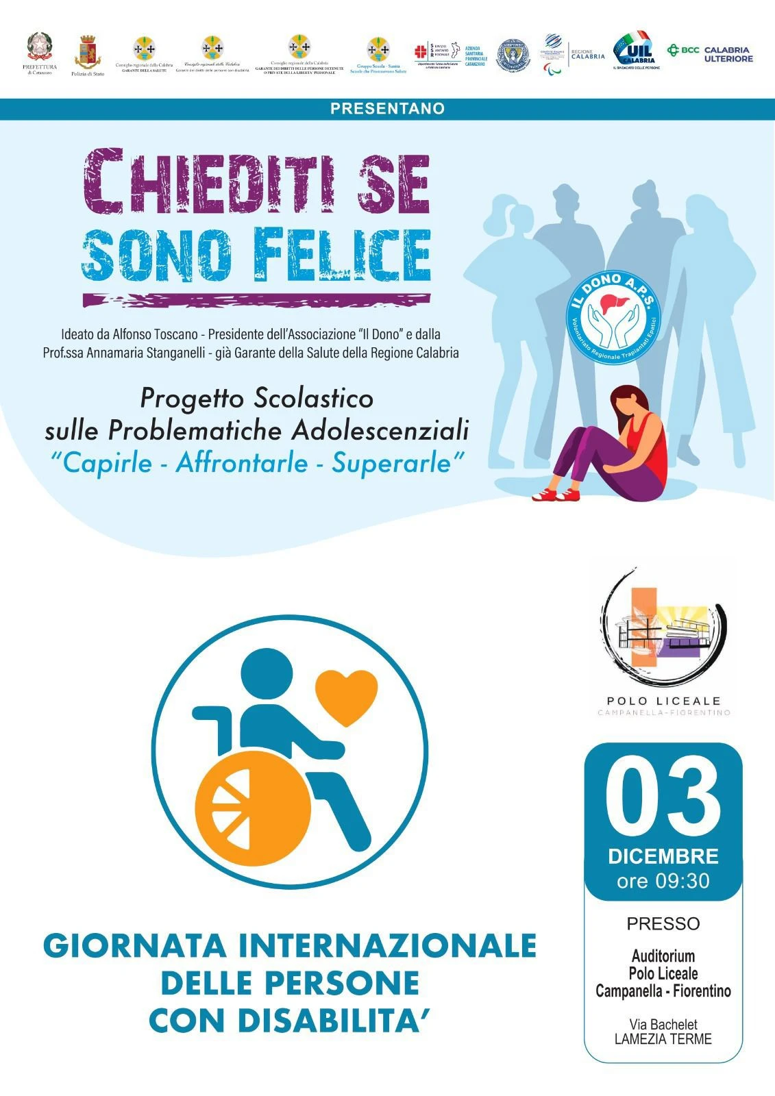 A Lamezia Terme la presentazione del progetto regionale “Chiediti se sono felice”