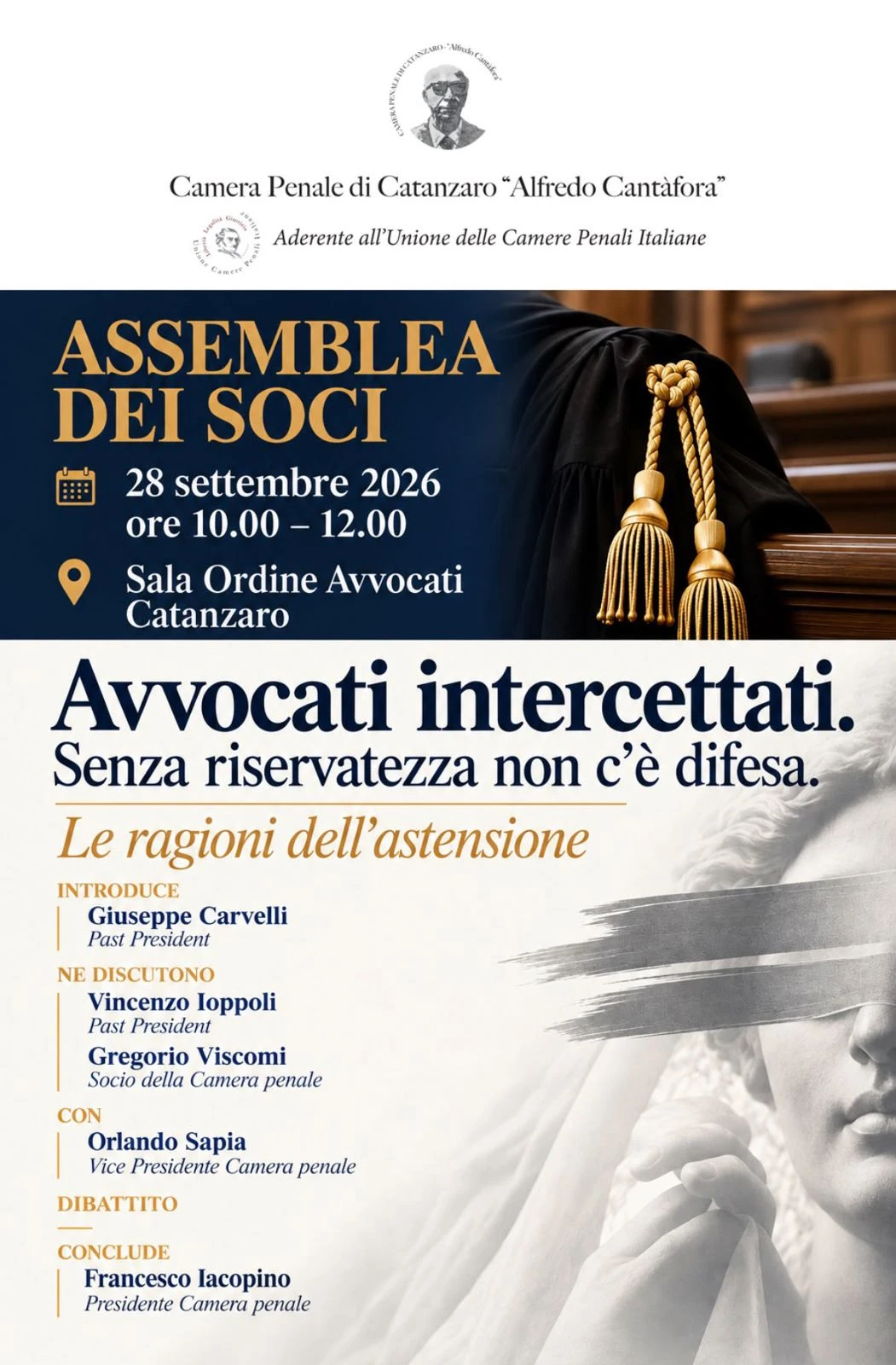 Catanzaro, domani l’assemblea dei soci della Camera Penale: “Avvocati intercettati, senza riservatezza non c’è difesa”