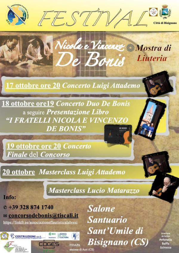 Bisignano celebra la chitarra con il 'Festival e Concorso internazionale Nicola e Vincenzo De Bonis'