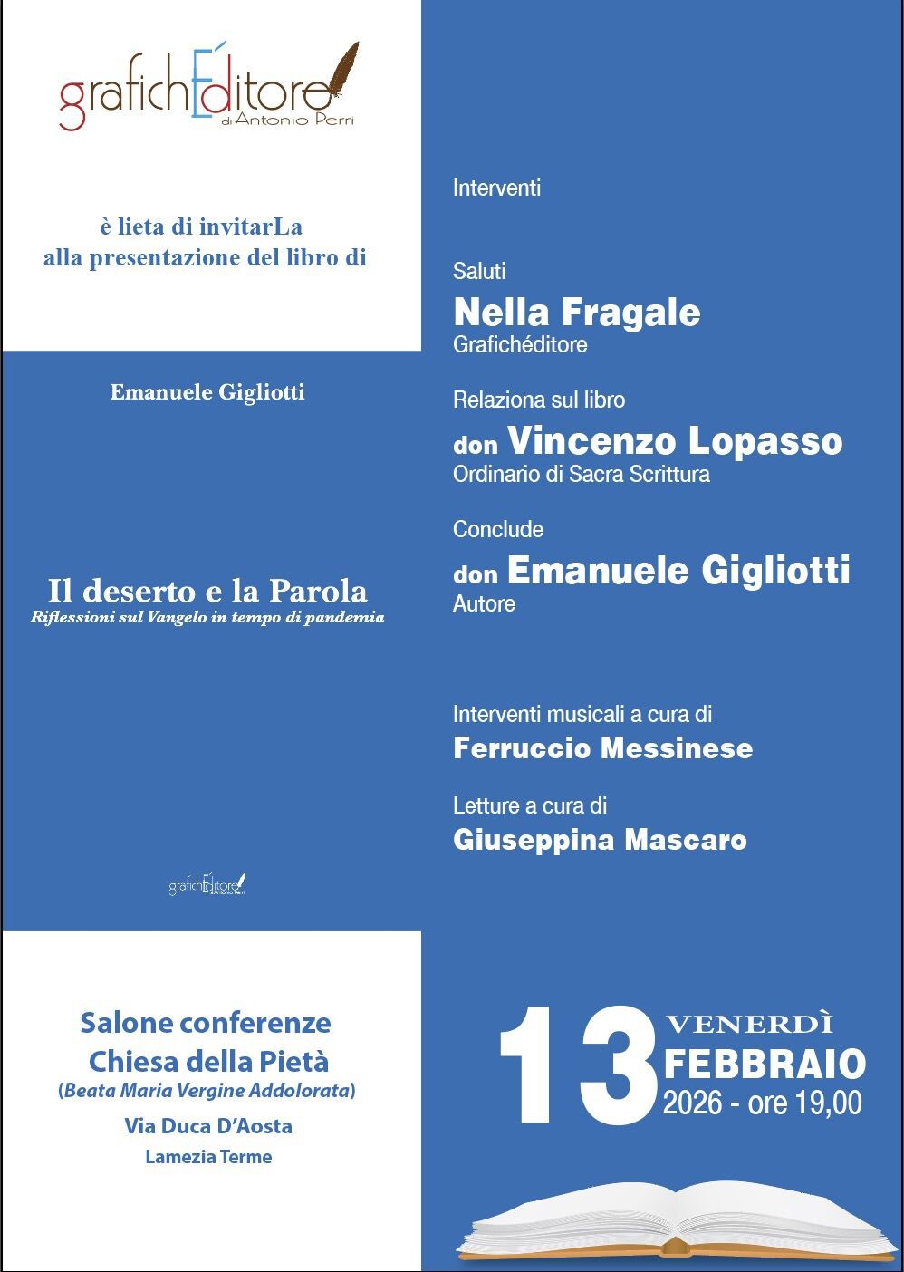 images A Lamezia la presentazione de "Il deserto e la Parola": riflessioni sul Vangelo in tempo di pandemia&nbsp;di don Emanuele Gigliotti