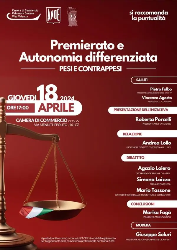 Premierato e Autonomia differenziata, giovedì 18 un incontro alla Camera di Commercio images Premierato e Autonomia differenziata, giovedì 18 un incontro alla Camera di Commercio