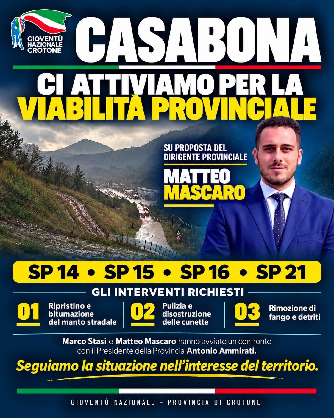 Casabona, Gioventù Nazionale sollecita gli interventi sulle strade provinciali images Casabona, Gioventù Nazionale sollecita gli interventi sulle strade provinciali