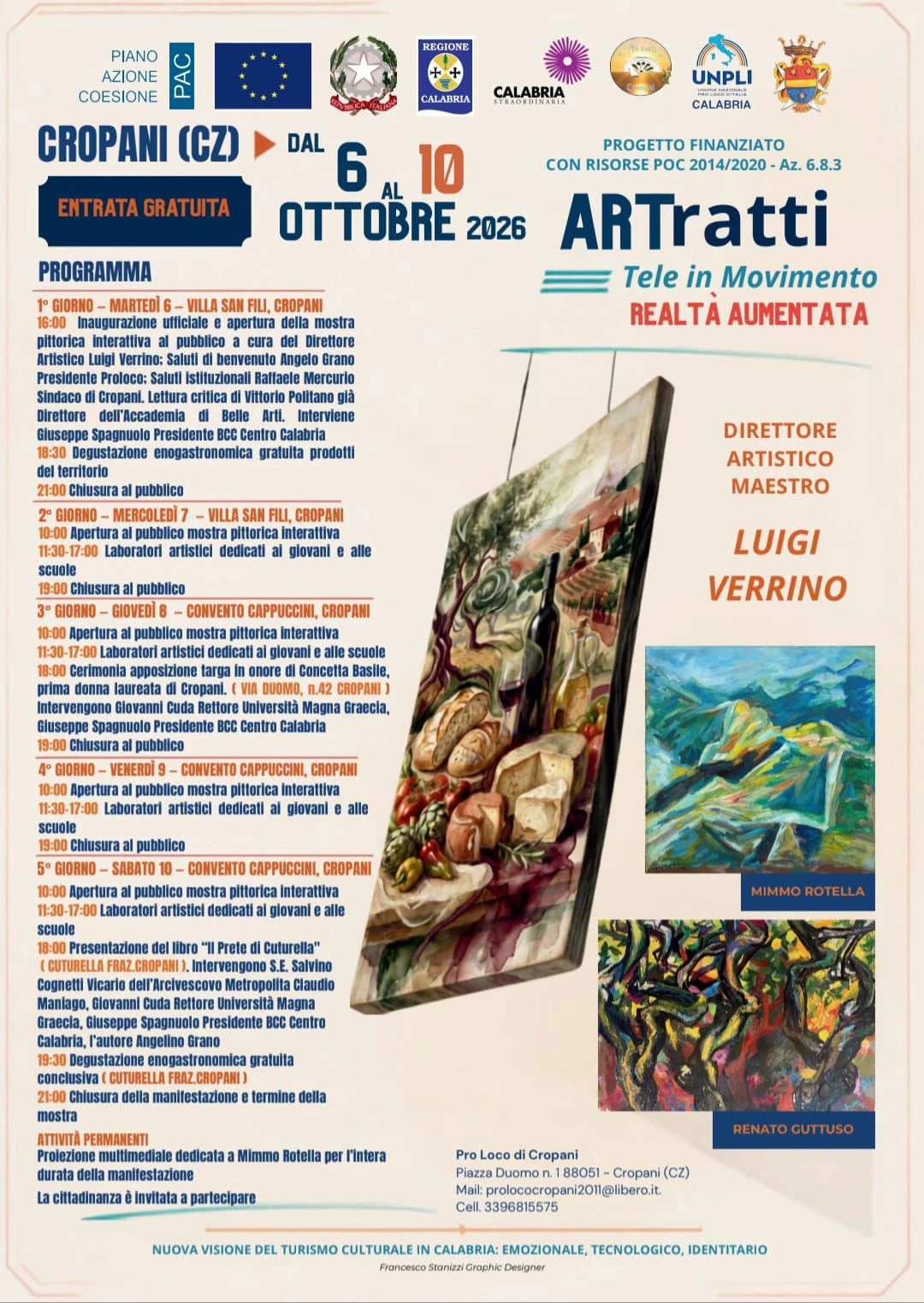 ARTratti tele in movimento: a Cropani i laboratori per studenti tra arte, degustazioni e libri
