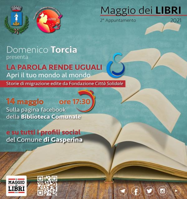 images Maggio dei libri a Gasperina. Domani, per il secondo appuntamento, "La parola rende uguali. Apri il tuo mondo al mondo"