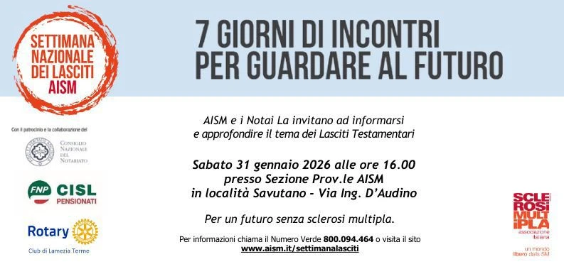 La Sezione Provinciale AISM di Catanzaro partecipa alla Settimana nazionale dei Lasciti 