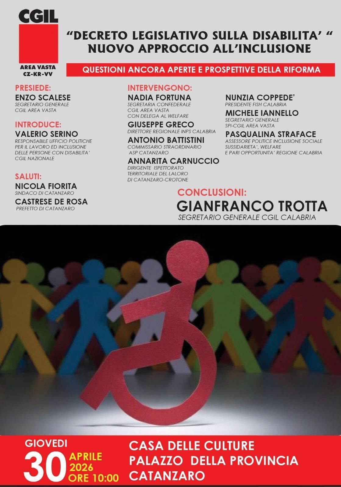 images Disabilità, nuovo approccio all’inclusione: giovedì 30 aprile alle 10 a Catanzaro il confronto promosso dalla Cgil Area Vasta

