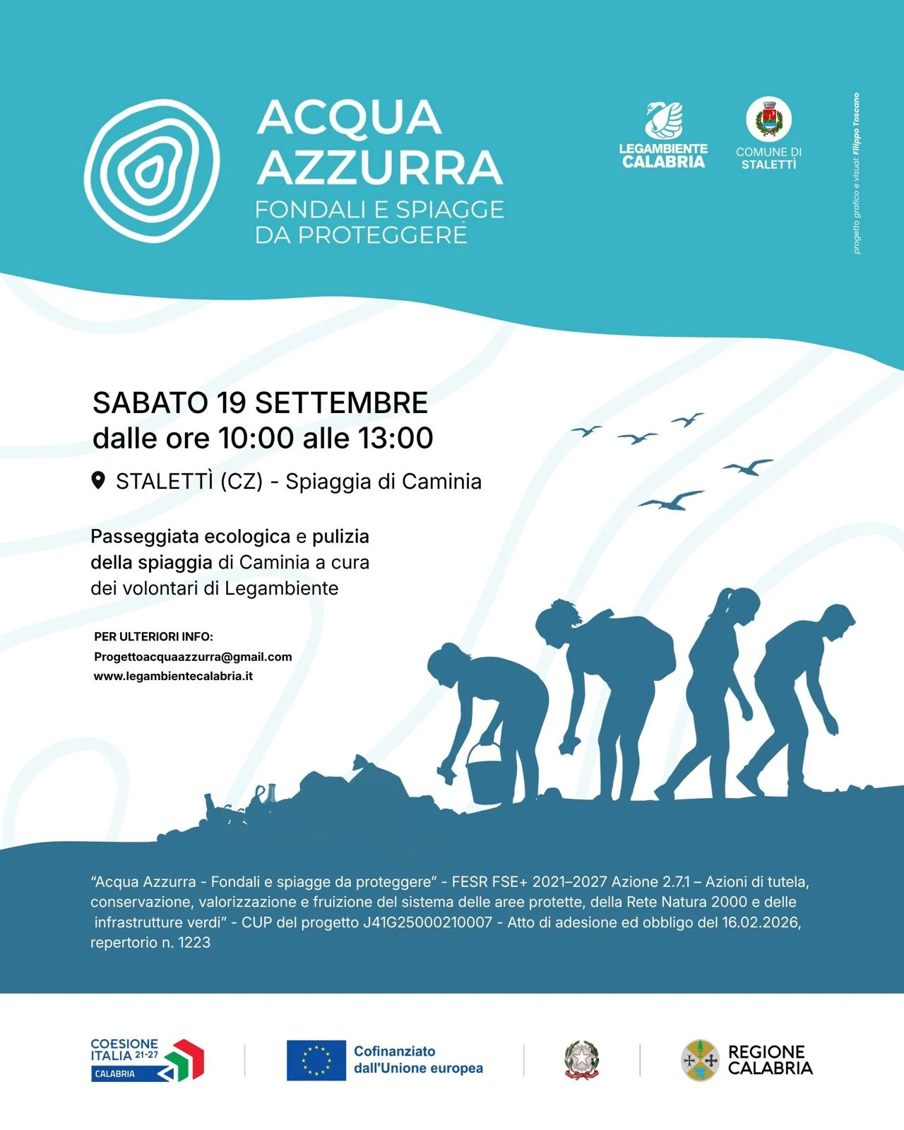 "Acqua Azzurra", sabato 19 settembre a Caminia di Stalettì la passeggiata ecologica per prendersi cura della spiaggia