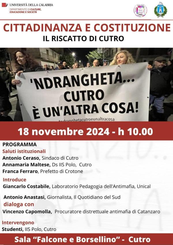 images UniCal-Cutro, nasce il progetto Cittadinanza e Costituzione per il riscatto di Cutro