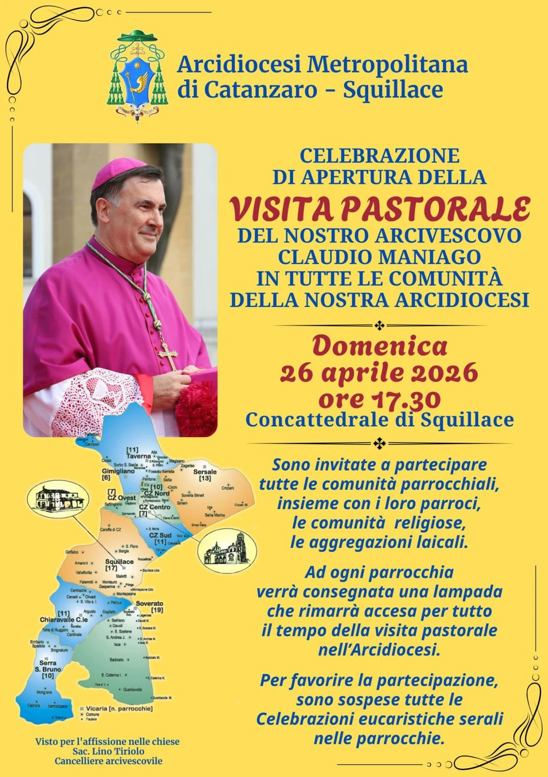 Al via la visita pastorale dell’arcivescovo Maniago: celebrazione di apertura a Squillace 