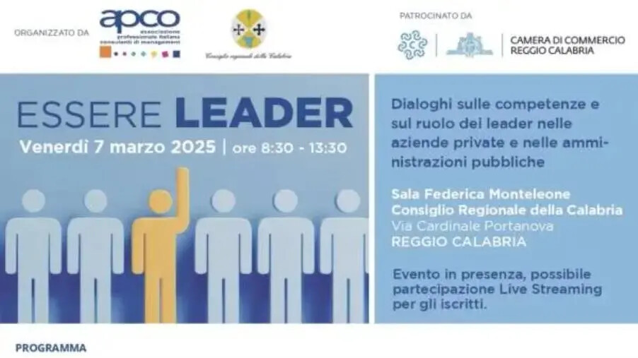 Ruolo del leader nella aziende private e nella PA: venerdì iniziativa organizzata dalla presidenza del Consiglio Regionale images Ruolo del leader nella aziende private e nella PA: venerdì iniziativa organizzata dalla presidenza del Consiglio Regionale