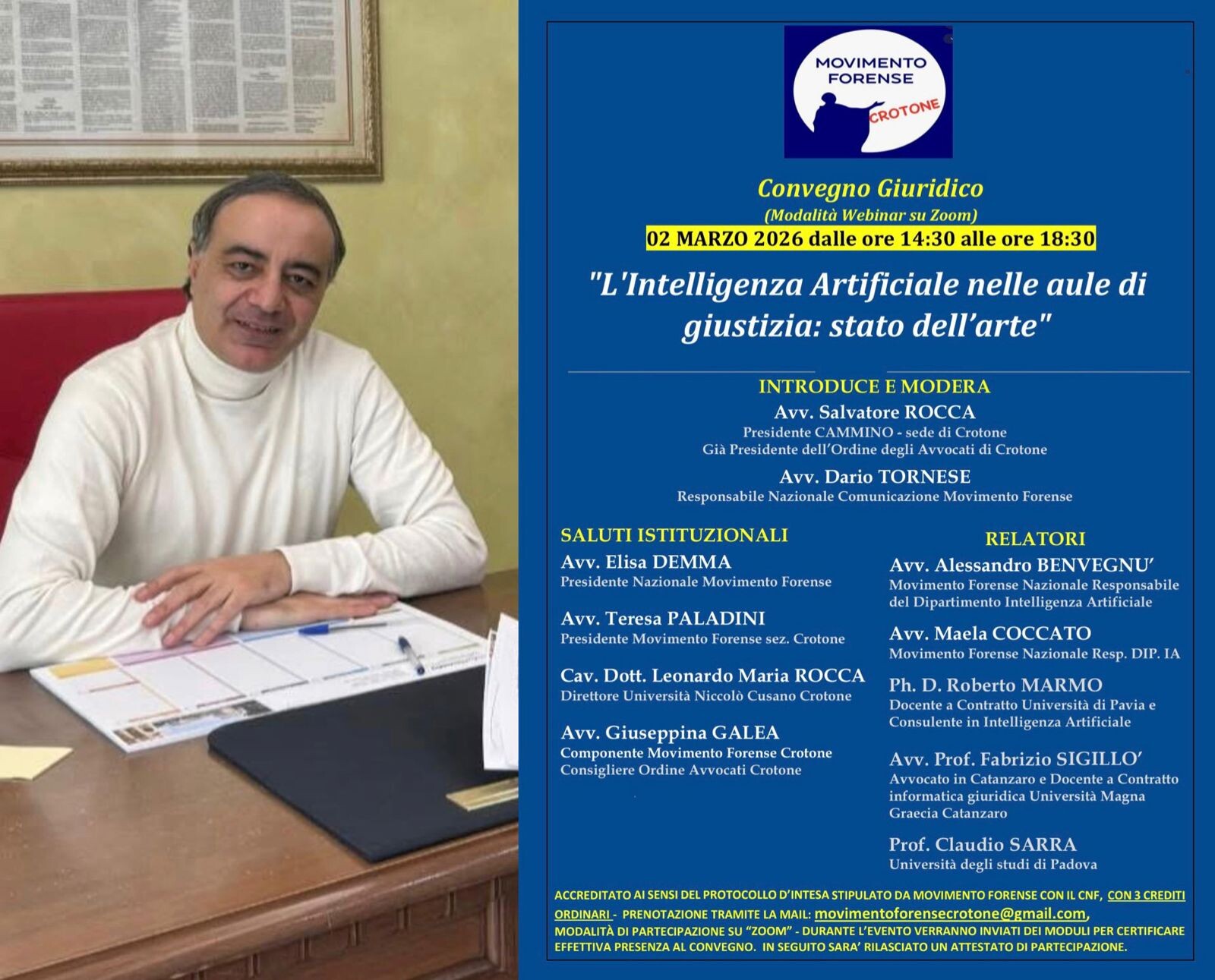 images L’avvocato Rocca presenta un Convegno Giuridico sull’intelligenza Artificiale: "Sfida o rivoluzione"