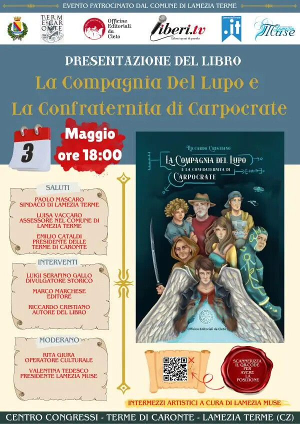 Lamezia Terme, venerdì 3 maggio la presentazione del libro “La Compagnia del Lupo e la confraternita di Carpocrate” di Riccardo Cristiano images Lamezia Terme, venerdì 3 maggio la presentazione del libro “La Compagnia del Lupo e la confraternita di Carpocrate” di Riccardo Cristiano