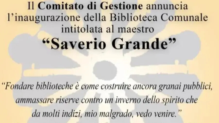 images Cropani, inaugura la biblioteca comunale in onore del maestro "Saverio Grande"