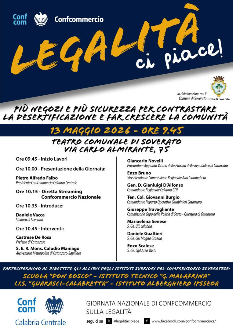 "Legalità ci piace", con Confcommercio Calabria Centrale confronto e riflessione a Soverato images "Legalità ci piace", con Confcommercio Calabria Centrale confronto e riflessione a Soverato