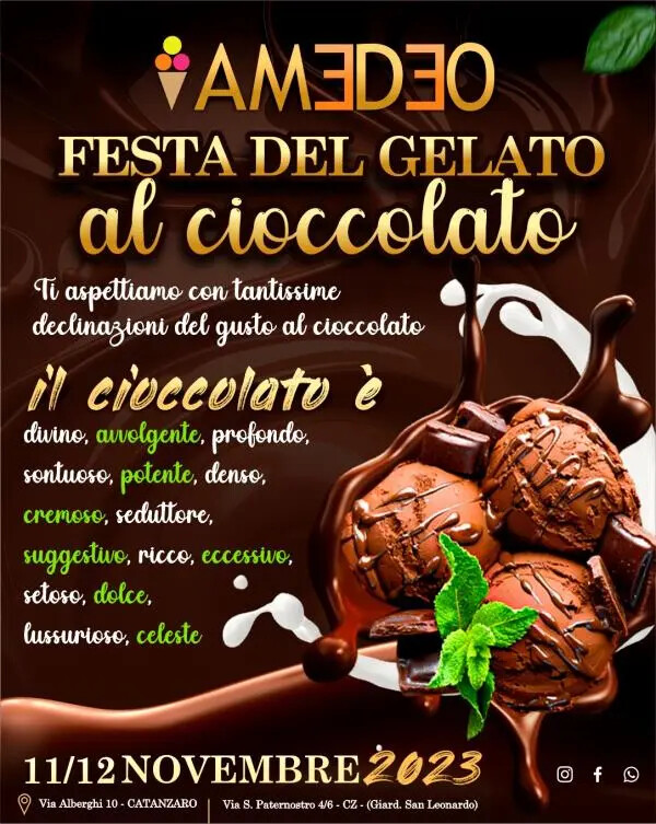 Catanzaro, nelle gelaterie Amedeo sabato 11 e domenica 12 è Festa del cioccolato images Catanzaro, nelle gelaterie Amedeo sabato 11 e domenica 12 è Festa del cioccolato