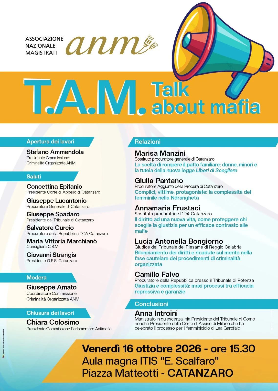 A Catanzaro la seconda tappa di T.A.M. – Talk About Mafia: all’ITIS “E. Scalfaro” la presidente dell’Antimafia Chiara Colosimo