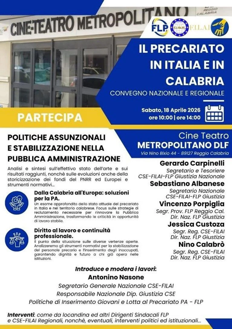 Giustizia, Nasone (CSE-FILAI): “Il tribunale di Paola non si tocca” 