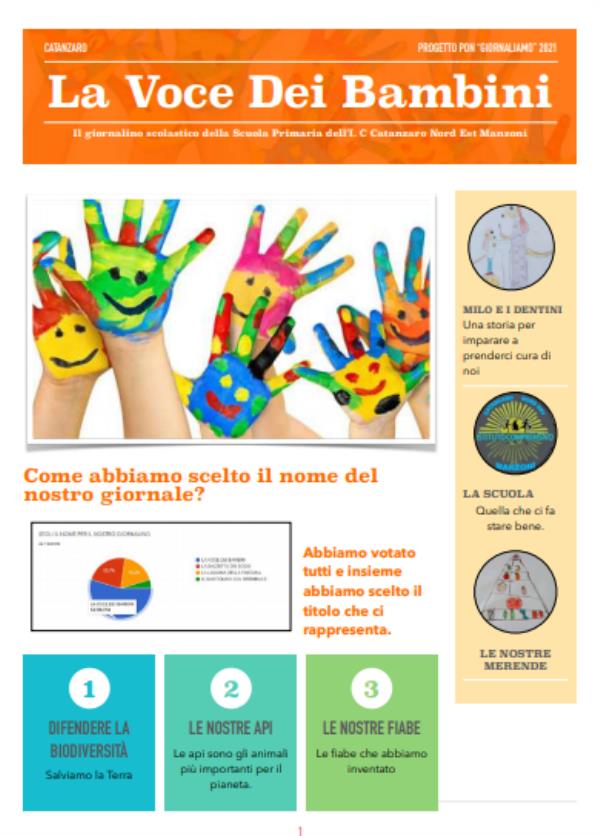 images "La voce dei bambini", il giornalino scolastico creato dagli studenti dell'Ic Nord-Est Manzoni di Catanzaro 