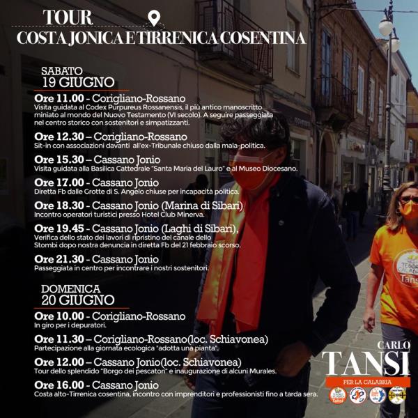 images Tour Carlo Tansi, weekend in giro per le coste jonica e tirrenica del cosentino