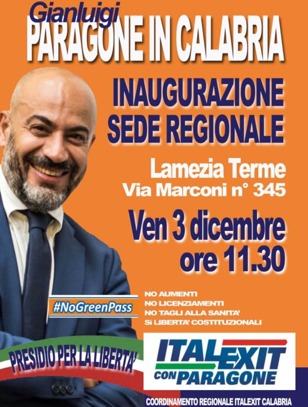 Lamezia Terme. Politica, venerdì 3 dicembre sarà inaugurata la sede di Italexit con Gianluigi Paragone images Lamezia Terme. Politica, venerdì 3 dicembre sarà inaugurata la sede di Italexit con Gianluigi Paragone