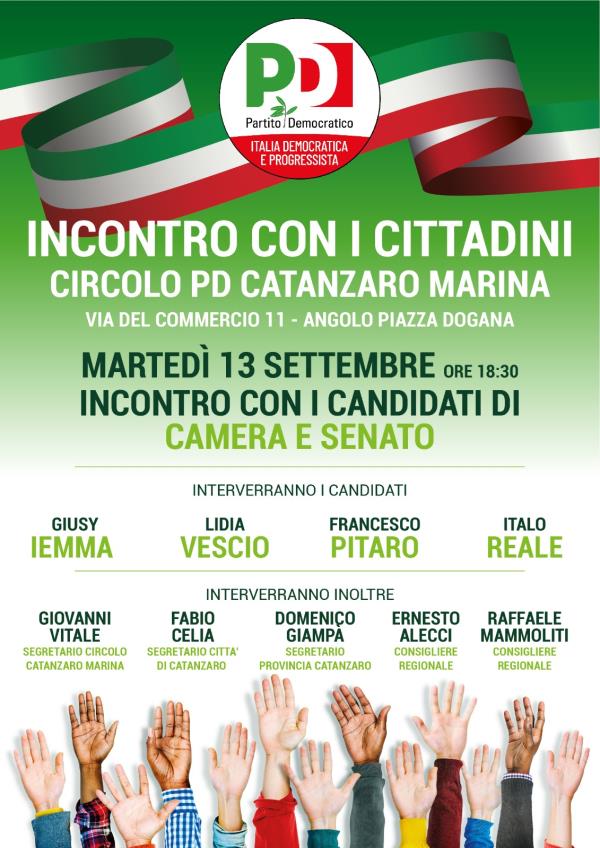 Politiche, i candidati del Pd incontrano pomeriggio i cittadini di Catanzaro images Politiche, i candidati del Pd incontrano pomeriggio i cittadini di Catanzaro