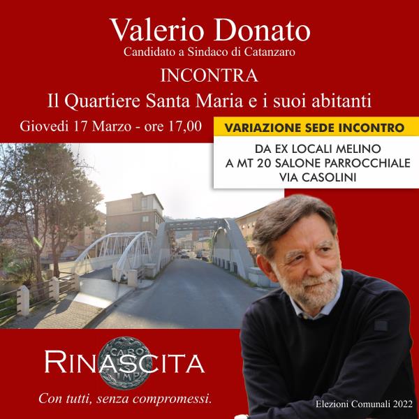 Domani il candidato a sindaco Valerio Donato incontrerà i cittadini del quartiere Santa Maria di Catanzaro images Domani il candidato a sindaco Valerio Donato incontrerà i cittadini del quartiere Santa Maria di Catanzaro