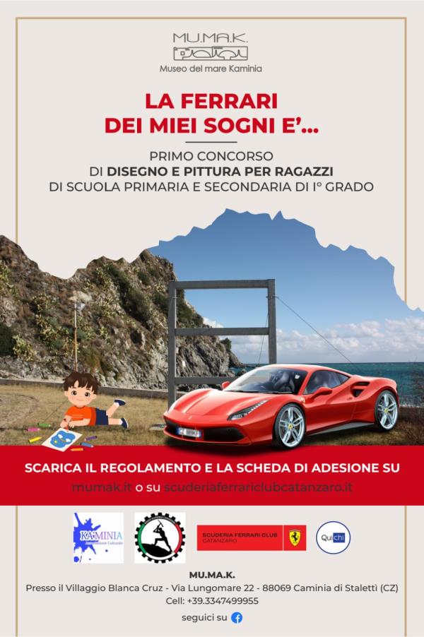 Catanzaro. “La Ferrari dei miei sogni è…”: al via il I concorso per ragazzi promosso dall'Associazione “Ka’Minia” e l’A.S.D. Rosso Scuderia images Catanzaro. “La Ferrari dei miei sogni è…”: al via il I concorso per ragazzi promosso dall'Associazione “Ka’Minia” e l’A.S.D. Rosso Scuderia