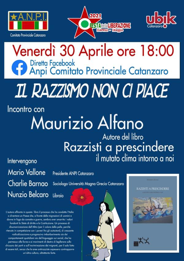 “Razzisti a prescindere, il mutato clima intorno a noi”. Il libro di Alfano domani nel webinar dell'Anpi Catanzaro images “Razzisti a prescindere, il mutato clima intorno a noi”. Il libro di Alfano domani nel webinar dell'Anpi Catanzaro