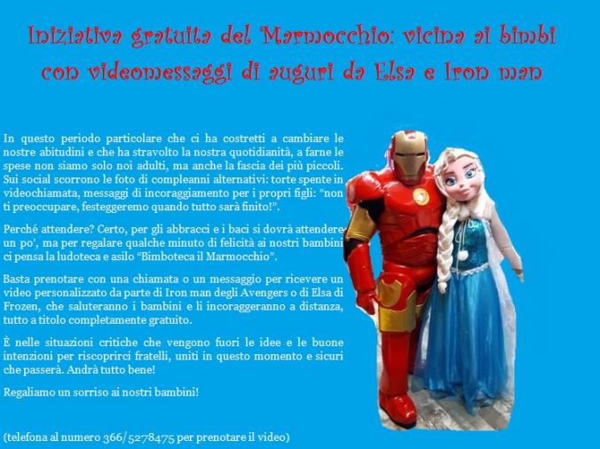 images Coronavirus. Ai bimbi arrivano i messaggi di auguri di Elsa e Iron Man con l'asilo-ludoteca "Il Marmocchio" 
