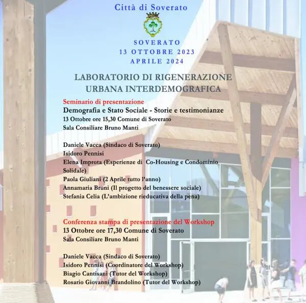 Un laboratorio di rigenerazione urbana interdemografica a Soverato: venerdì 13 ottobre la presentazione del progetto images Un laboratorio di rigenerazione urbana interdemografica a Soverato: venerdì 13 ottobre la presentazione del progetto
