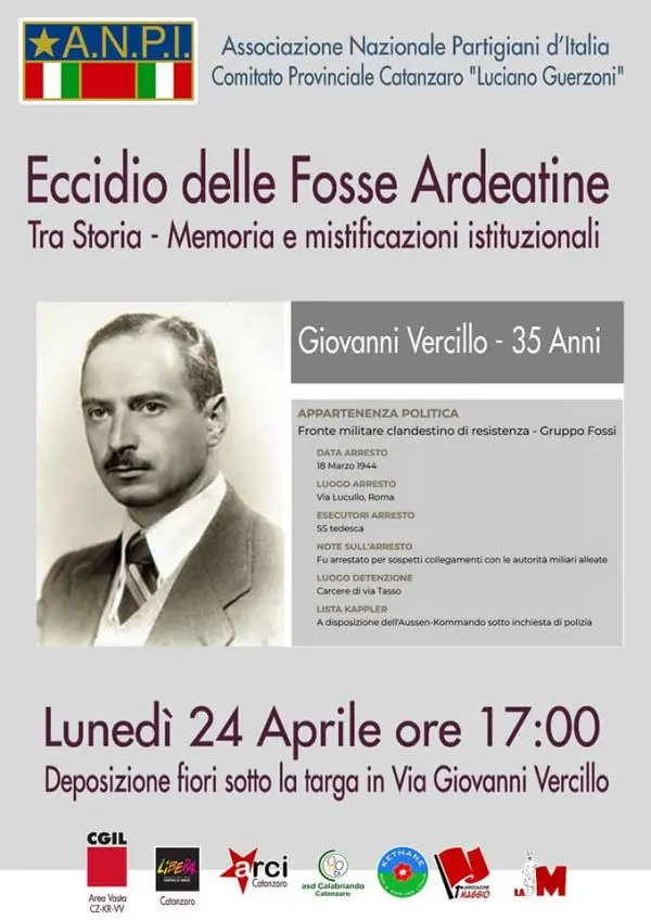 images Festa della Liberazione a Catanzaro, l'Anpi il 24 aprile omaggia la targa di Vercillo 