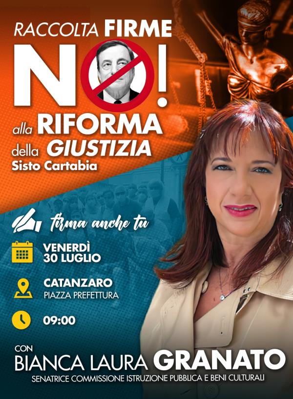 Catanzaro. In Piazza Prefettura al via la raccolta firme contro la riforma della giustizia Cartabia images Catanzaro. In Piazza Prefettura al via la raccolta firme contro la riforma della giustizia Cartabia