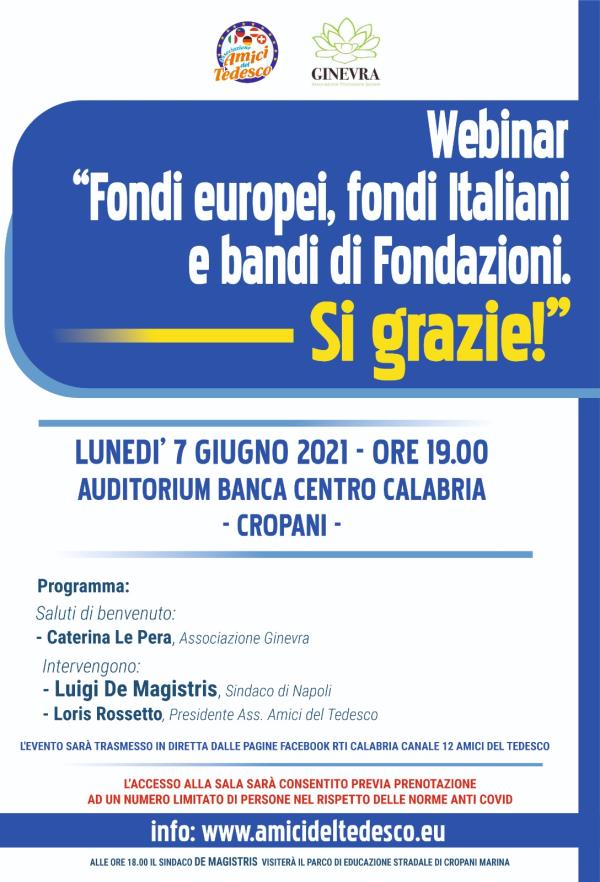 "Fondi europei, fondi italiani e bandi di fondazioni. Si grazie!", il webinar previsto lunedì a Cropani   images "Fondi europei, fondi italiani e bandi di fondazioni. Si grazie!", il webinar previsto lunedì a Cropani