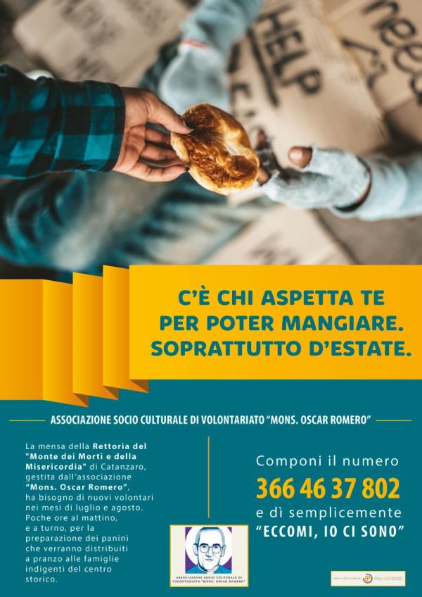 Solidarietà, l'appello dell'associazione "Oscar Romero" per garantire l'apertura della mensa a Catanzaro in piena estate images Solidarietà, l'appello dell'associazione "Oscar Romero" per garantire l'apertura della mensa a Catanzaro in piena estate