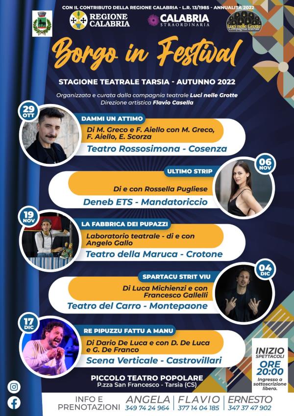 images A Tarsia il primo appuntamento di "Borgo in Festival": si comincia con "Dammi un attimo"