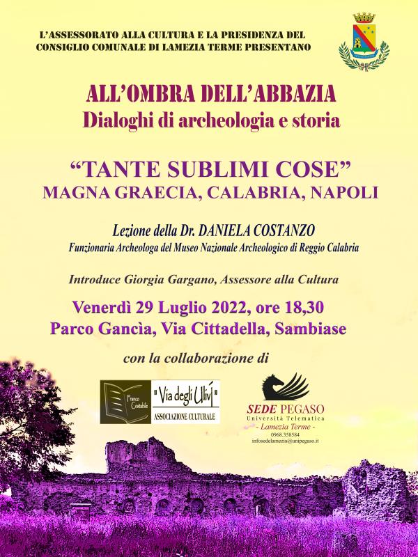 images "Tante sublimi cose": a Lamezia un nuovo appuntamento per "All'ombra dell'abbazia", i dialoghi di storia e archeologia 